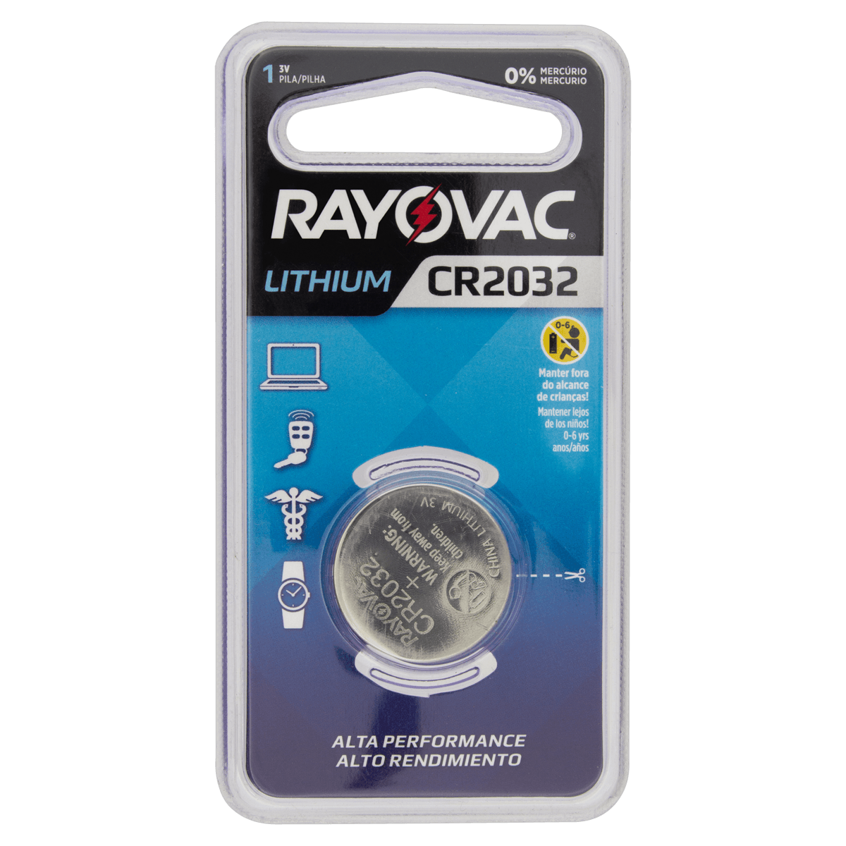 Encontraproduto.com.br - Bateria Eletrônica Botão CR2032 Com 1 unidade Rayovac