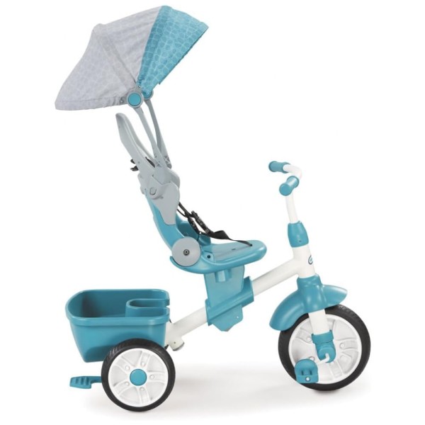 Encontraproduto.com.br - Triciclo de Passeio com 4 Estágios Proteção para Sol e Porta Objetos, LITTLE TIKES 638695C, Azul
