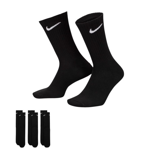 Kit Meia Nike Everyday Lightweight Crew 3 Pares Masculina - Preta