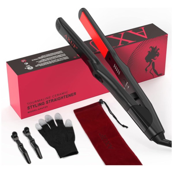 Encontraproduto.com.br - Chapinha Prancha de Cabelo Profissional 2 em 1 Alisa e Modela Cachos em 5 seg com 5 Níveis de Temperatura, Bivolt, AXUF F7116, Preto