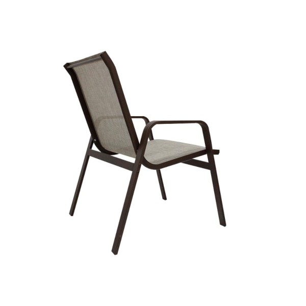 Encontraproduto.com.br - Jogo De Mesa Ripada Aluminio 4 Cadeiras Tela Sling Piscina Marrom