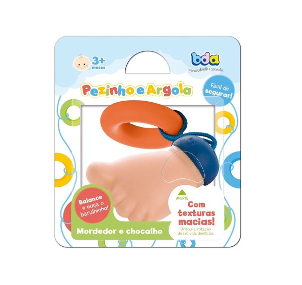 Encontraproduto.com.br - Mordedor Mãozinha Argola Laranja Toyster 001497