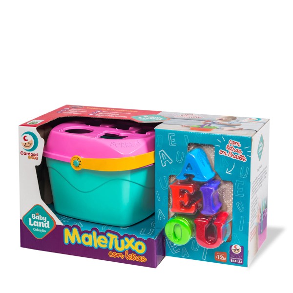 Encontraproduto.com.br - Blocos De Encaixar Maletuxo Didático Com Letras Verde Toys Cardoso 3036