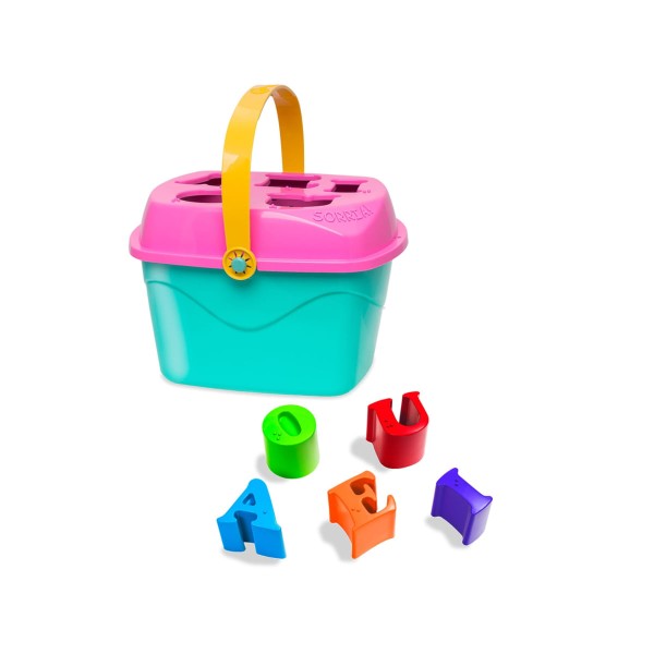 Encontraproduto.com.br - Blocos De Encaixar Maletuxo Didático Com Letras Verde Toys Cardoso 3036