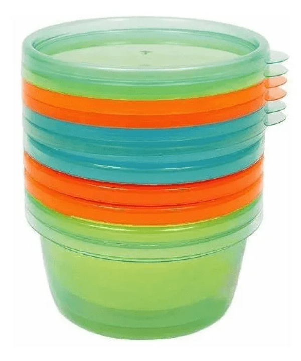 Encontraproduto.com.br - Conjunto de Potinhos para Papinha 6 Unidades Cores Sortidas - VERDE