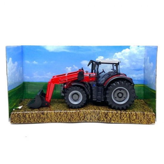 Encontraproduto.com.br - Trator Com Pá Na Frente 10 Cm Burago Farm Massey Ferguson 8740S Com Pá Frontal Bburago 31633