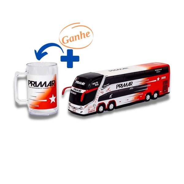Encontraproduto.com.br - Brinquedo De ônibus Viação Primar 1800 Dd G7 +caneca
