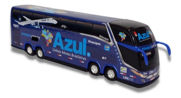 Encontraproduto.com.br - Brinquedo Miniatura De Ônibus Azul Linhas Aéreas 30cm