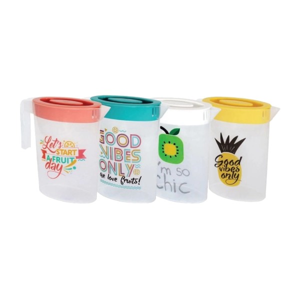 Encontraproduto.com.br - Jarra de Plástico Cazza Incolor com Tampa 2,4L - Item Sortido