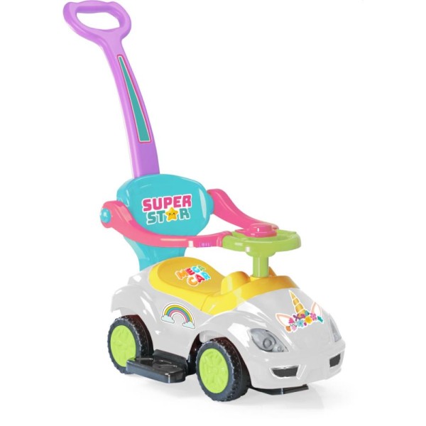 Encontraproduto.com.br - VEICULO PARA BEBE MEGA CAR UNICORNIO C/EMPURRADO