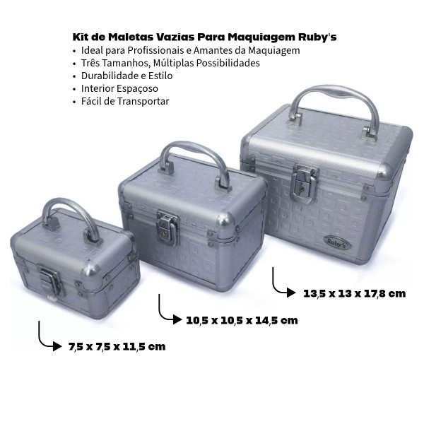 Encontraproduto.com.br - Rubys Kit Com 3 Maletas Vazias Para Maquiagem Fs-1132a