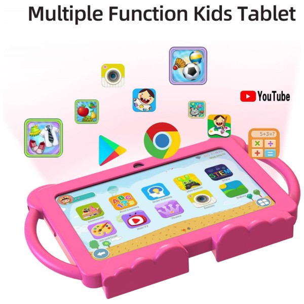 Encontraproduto.com.br - Tablet Infantil 7 Educativo com Controle de Pais, WiFi e Câmera Dupla, Android 11 3GB RAM, YOBANSE, Rosa