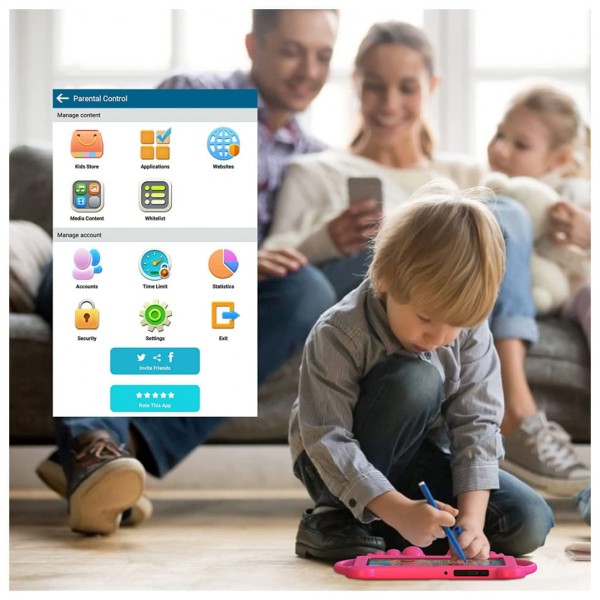 Encontraproduto.com.br - Tablet Infantil 7 Educativo com Controle de Pais, WiFi e Câmera Dupla, Android 11 3GB RAM, YOBANSE, Rosa