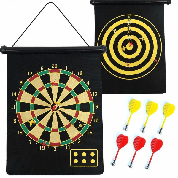 Encontraproduto.com.br - Jogo De Dardos Magnético 41x48cm Alvo Profissional 6 Dardos