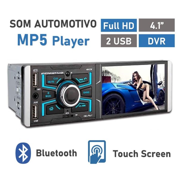 Encontraproduto.com.br - Som Automotivo Tela Led 4.1 Full Hd Com Bluetooth, Usb, Sd