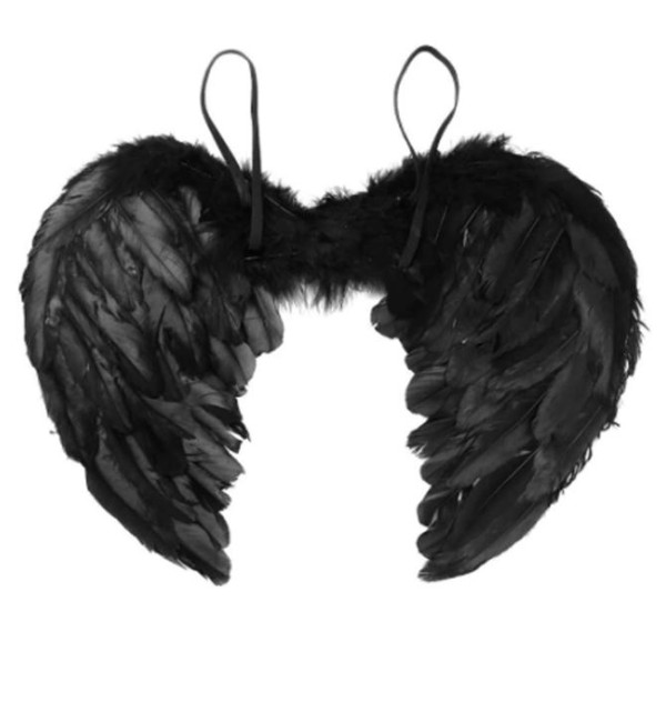 Asa Preta de Anjo Realista e Grande Com Penas Para Fantasia