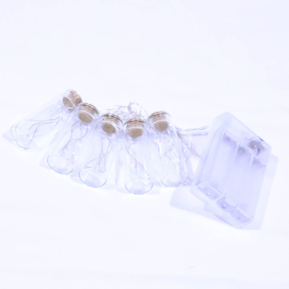 Encontraproduto.com.br - Cordão Fio Luz de Fada LED com 5 Garrafinhas - A Pilha