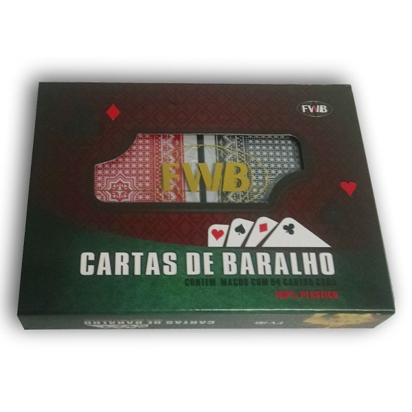 Encontraproduto.com.br - Baralho Plástico Duplo 54 Cartas Cada Alta Gramatura 92231