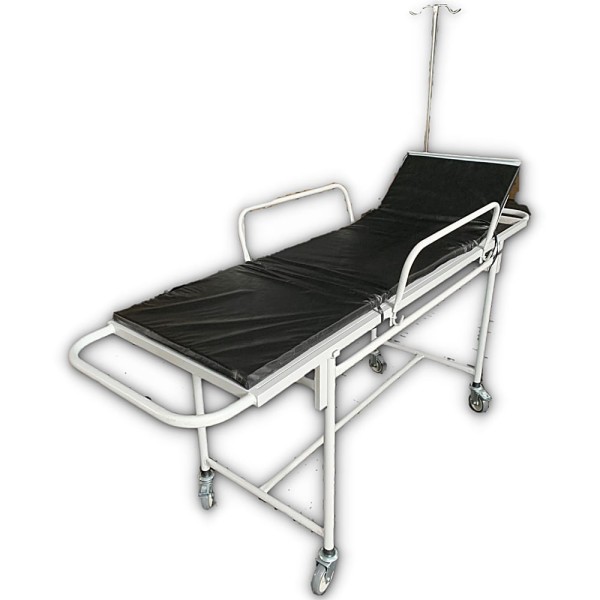 Encontraproduto.com.br - Carro Padiola Branco Com Suporte Para Soro e Colchonete