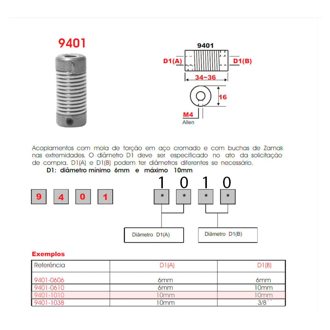 Encontraproduto.com.br - Acoplamento Tipo Mola Para Encoder 10mm PEPPERL FUCHS