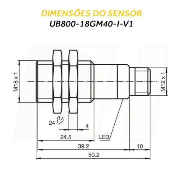 Sensor Ultrasonico 800mm UB800-18GM40-I-V1 PEPPERL FUCHS
