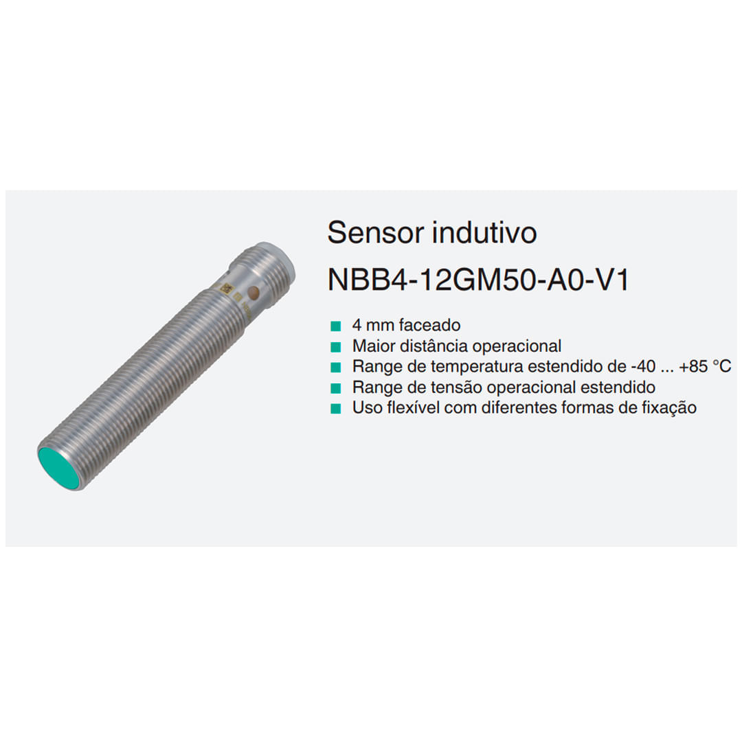 Encontraproduto.com.br - Sensor Indutivo M12 NPN 4MM Nbb4-12gm50-a0-v1 PEPPERL FUCHS
