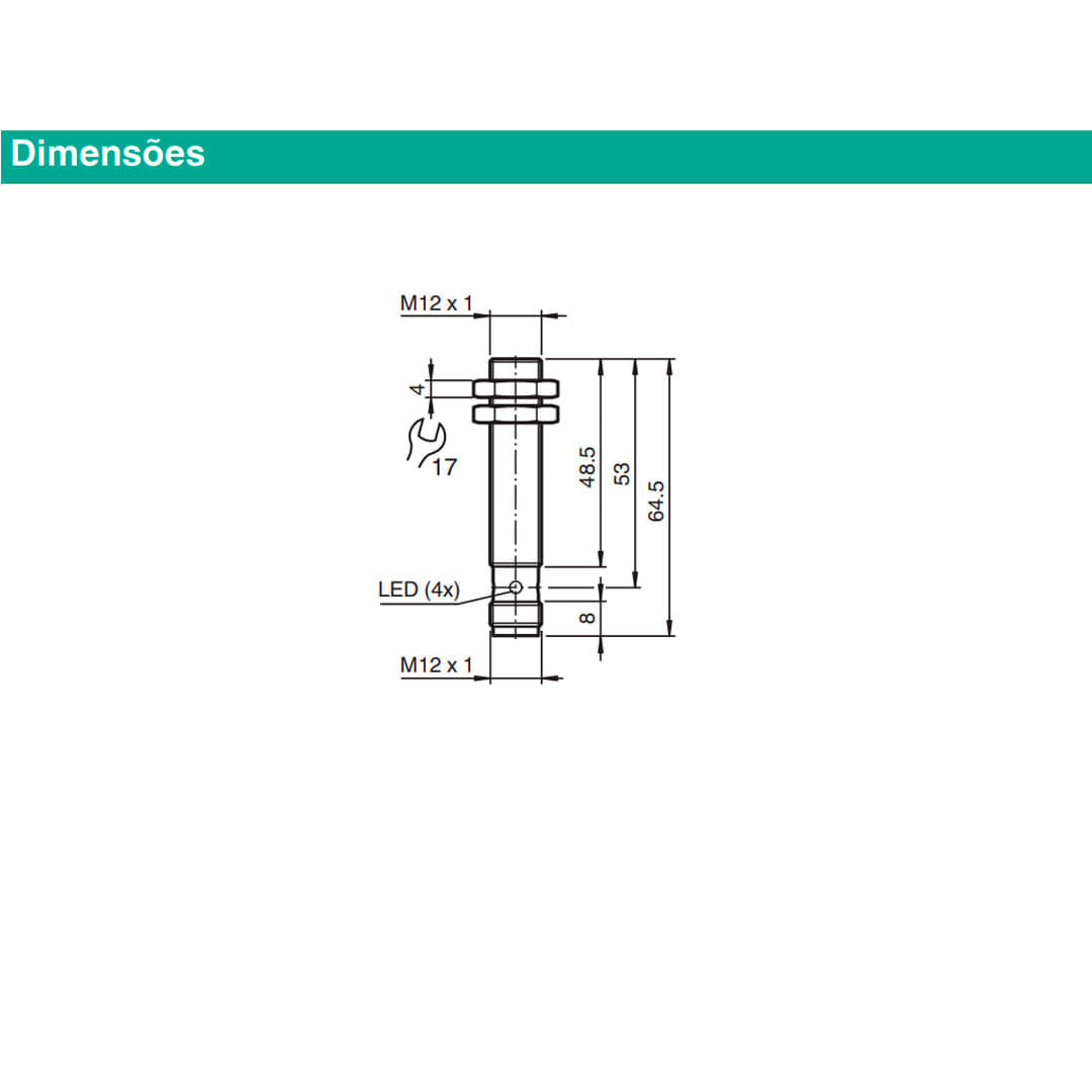 Encontraproduto.com.br - Sensor Indutivo M12 NPN 4MM Nbb4-12gm50-a0-v1 PEPPERL FUCHS