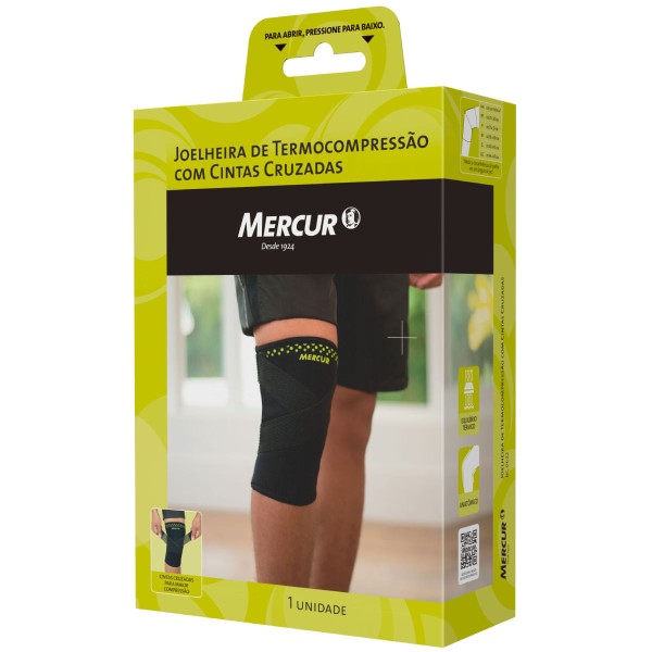 Encontraproduto.com.br - Joelheira de Termocompressão com Cintas Cruzadas Mercur - Tamanho P