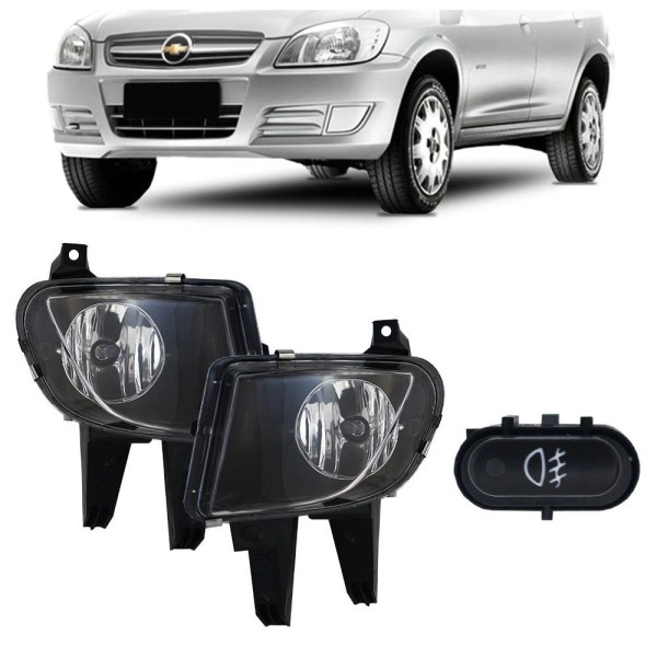 Kit Farol de Milha GM Celta Prisma 2007 à 2011 Botão Original Importado Suns