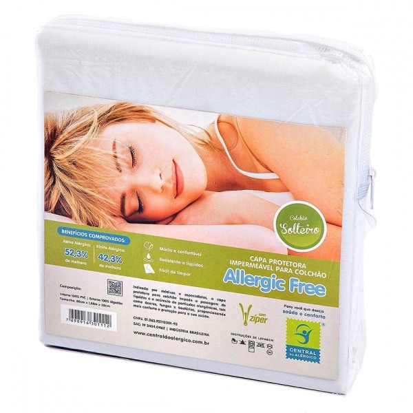 Encontraproduto.com.br - Capa Protetora Colchão Solteiro 0,90mX1,90mX20cm Zíper - unidade