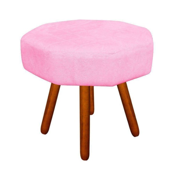 Puff Banqueta Decorativo Veronês Suede Rosa Bebê - Drossi
