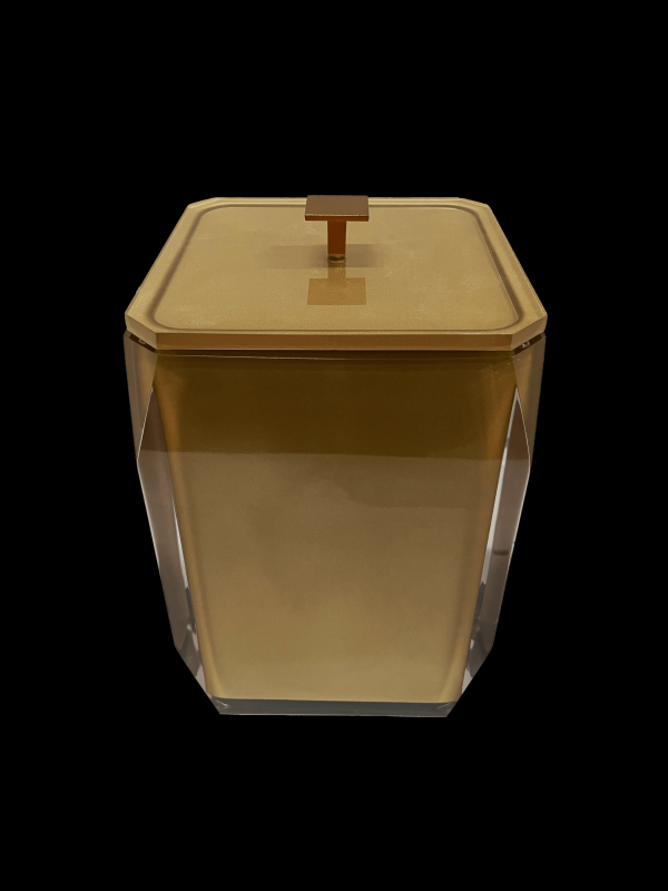 Encontraproduto.com.br - Lixeira de 18x25cm com Acabamento Ponto Lyra Cristal Ouro/Gold Matte Resimetal