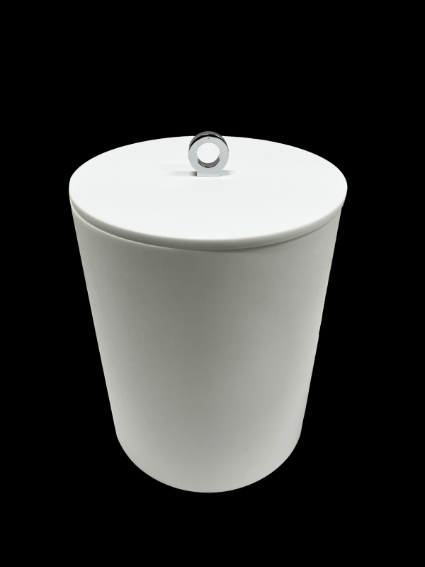 Lixeira de 20x25cm com Acabamento Ello Redonda Branco Fosco/Cromado Resimetal
