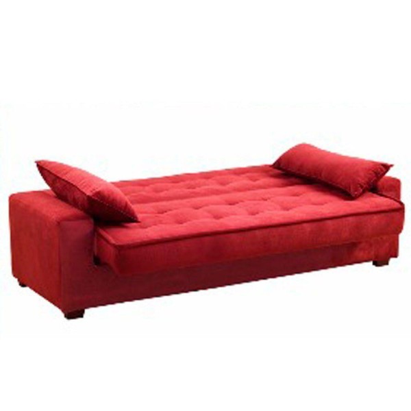 Encontraproduto.com.br - Sofá Cama 3 Lugares Speciale Montana Suede Pena Vinho Drossi
