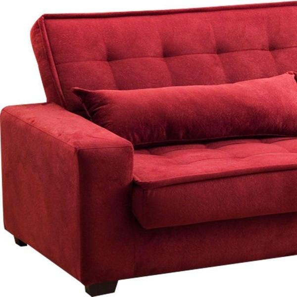 Encontraproduto.com.br - Sofá Cama 3 Lugares Speciale Montana Suede Pena Vinho Drossi