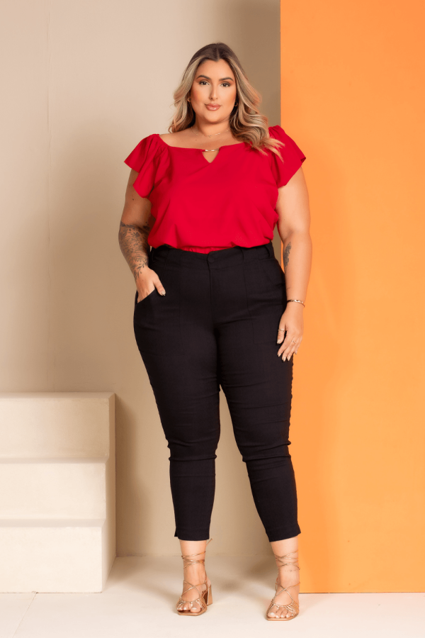Calça Bengaline Skinny Camille Black Plus Size