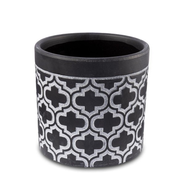 Vaso Cachepot para Flores em Cerâmica Preto e Branco