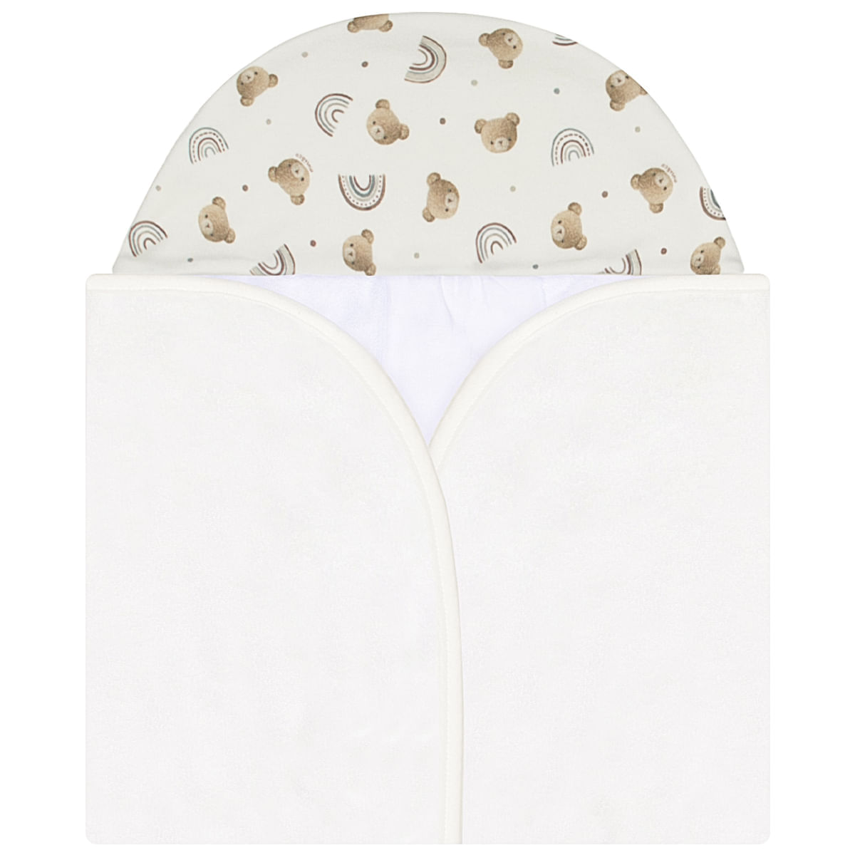 Toalha de banho c/ forro em fralda para bebê Ursinho - Mini & Co.
