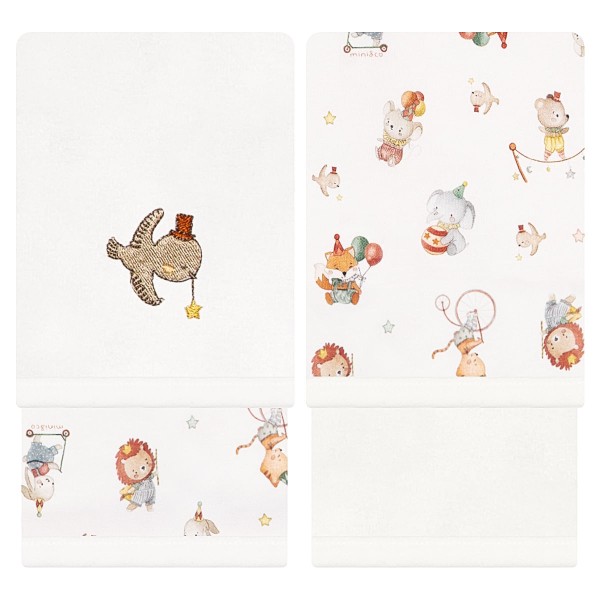 Encontraproduto.com.br - Kit com 2 toalhinhas de boca atoalhadas Cute Circus - Mini & Co.