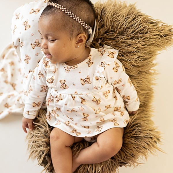 Encontraproduto.com.br - Vestido longo para bebê em algodão egípcio Ursa Floral - Mini & Co.