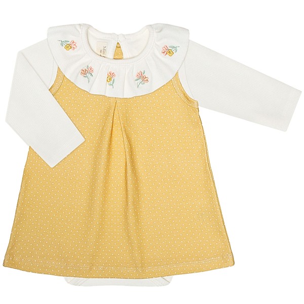 Encontraproduto.com.br - Body longo c/ Vestido para bebê em algodão egípcio Elefantinha - Mini & Co.