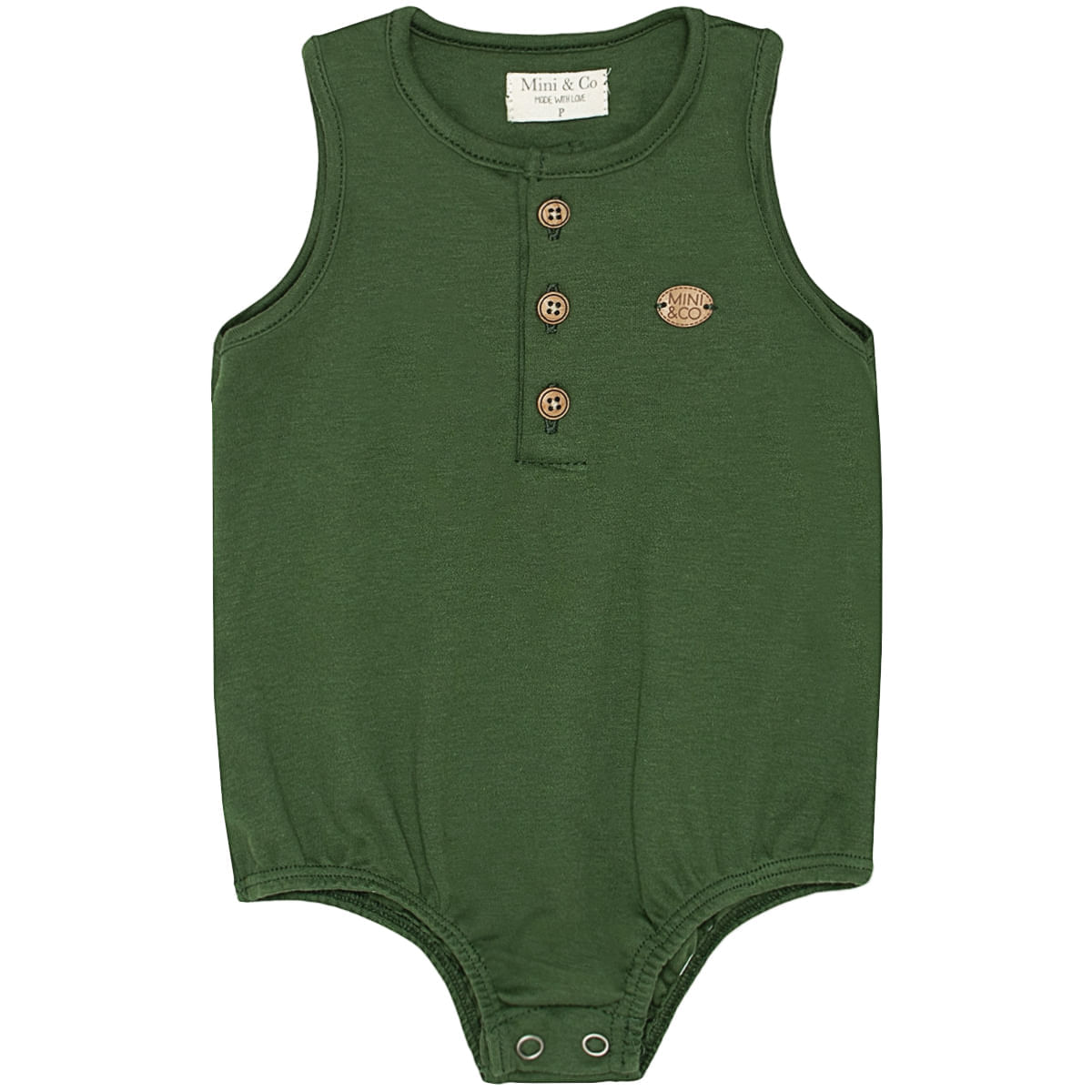 Body regata para bebê em algodão egípcio Traveling Oliva- Mini & Co.