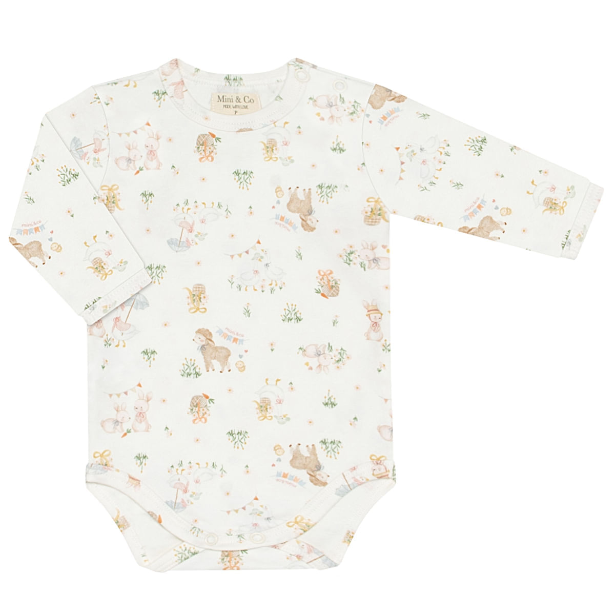 Body longo para bebê em algodão egípcio Delicate - Mini & Co.