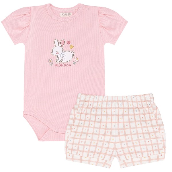 Encontraproduto.com.br - Body curto c/ Short babadinhos para bebê em algodão egípcio Delicate - Mini & Co.