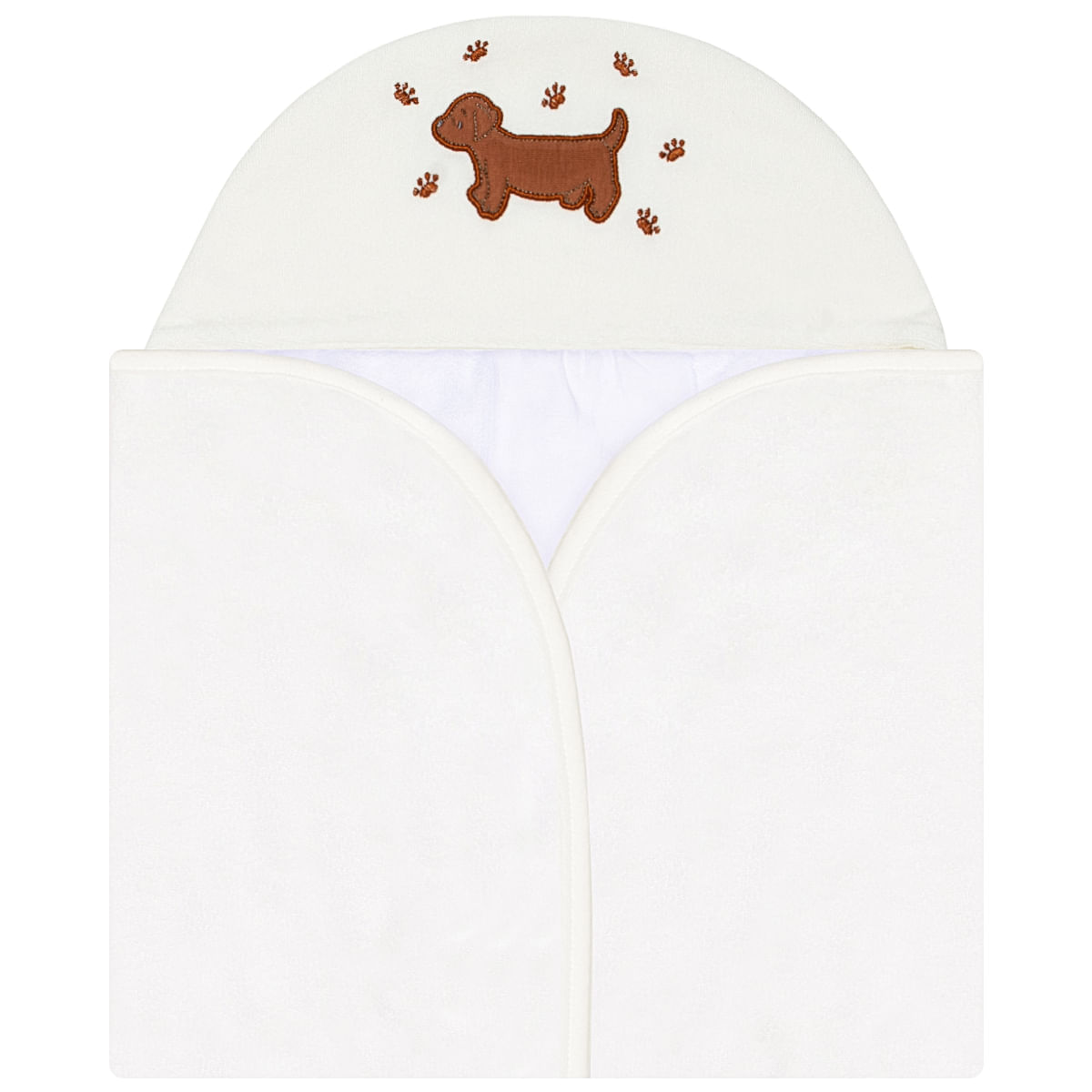 Toalha de banho c/ forro em fralda para bebê Puppy - Mini & Co.