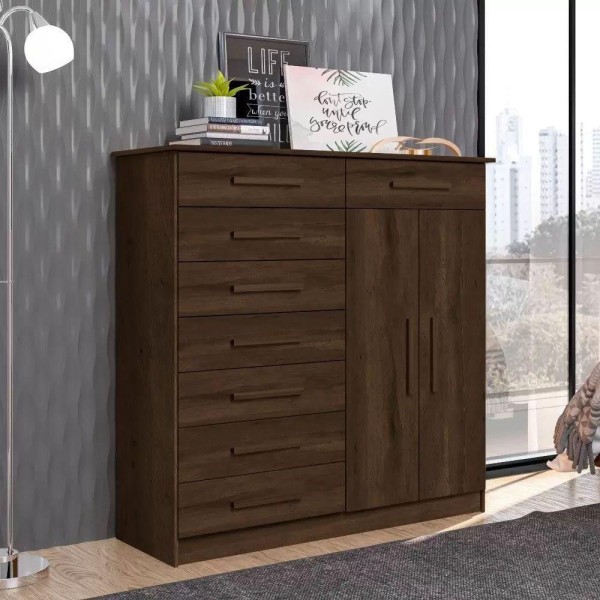 Cômoda 2 Portas 8 Gavetas New Verona - Albatroz Móveis Cedro