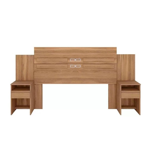Encontraproduto.com.br - Cabeceira Casal Com 2 Mesas De Apoio 2 Gavetas 216Cm Triunfo - Demóbile Cor Amendola Touch