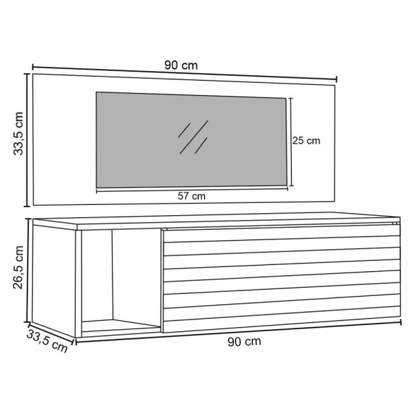 Encontraproduto.com.br - Penteadeira Suspensa Com Painel E Espelho Joy - Ssx Multicoisas Cor Nature-branco