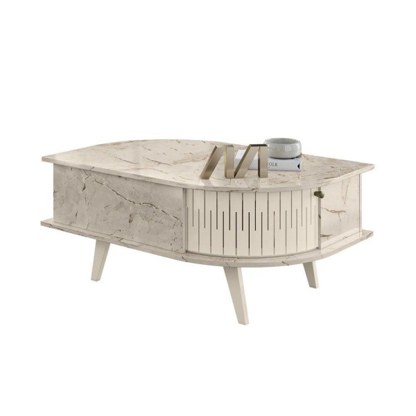 Encontraproduto.com.br - Conjunto Aparador Estoril Com Mesa De Centro Indianápolis Madetec Cor Calacata-off White