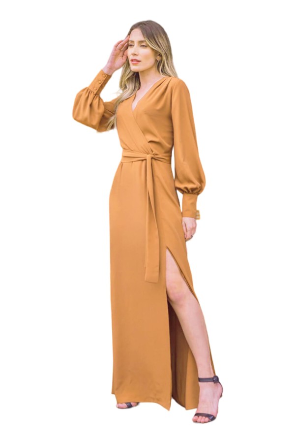 Vestido Longo Matuta Essencial Liso Marrom